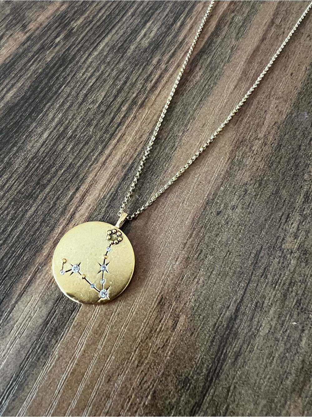Pisces 22k Gold plated Constellation Medallion Necklace with Crystal Accents